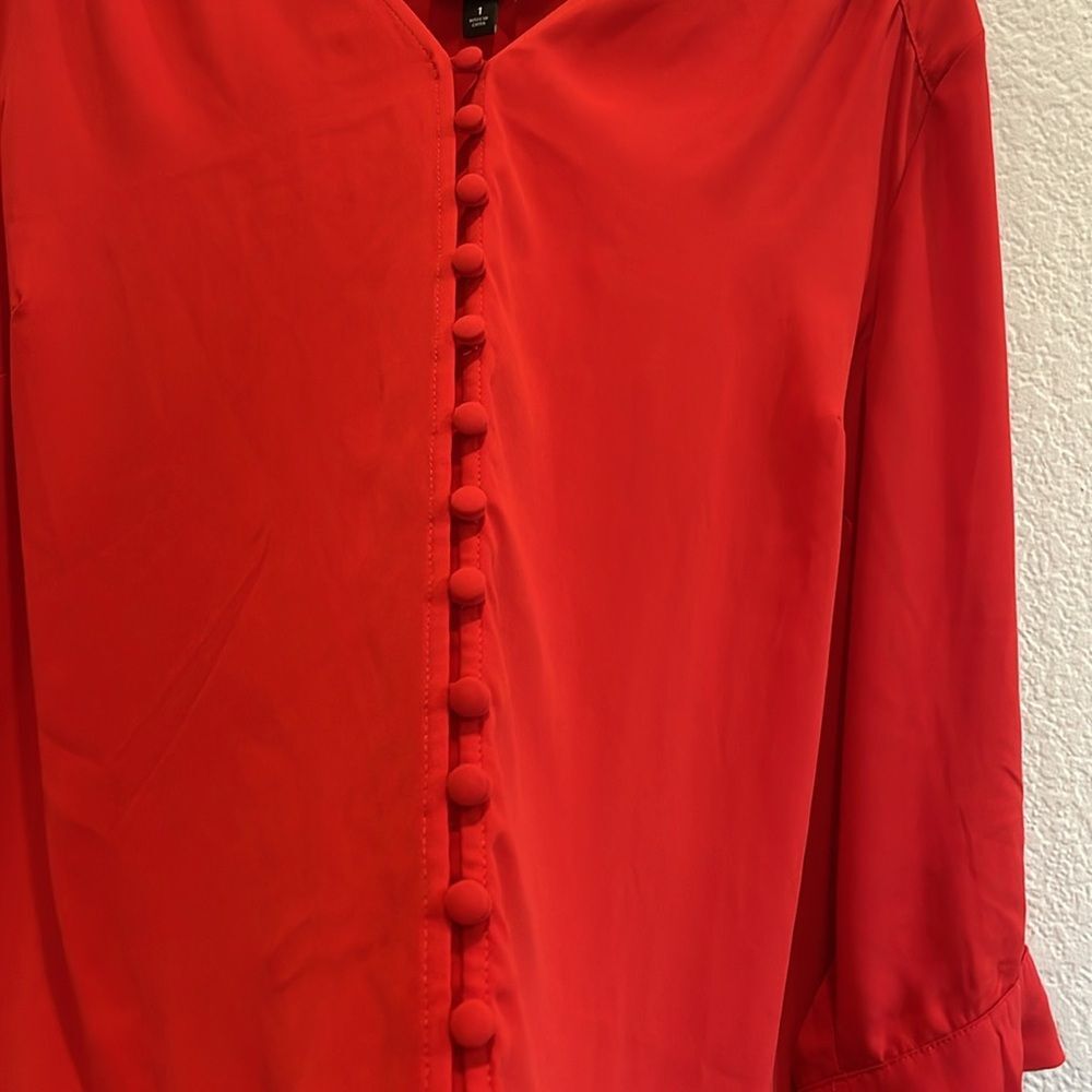 Torrid Harper Red Georgette Button Loop Blouse Si… - image 5
